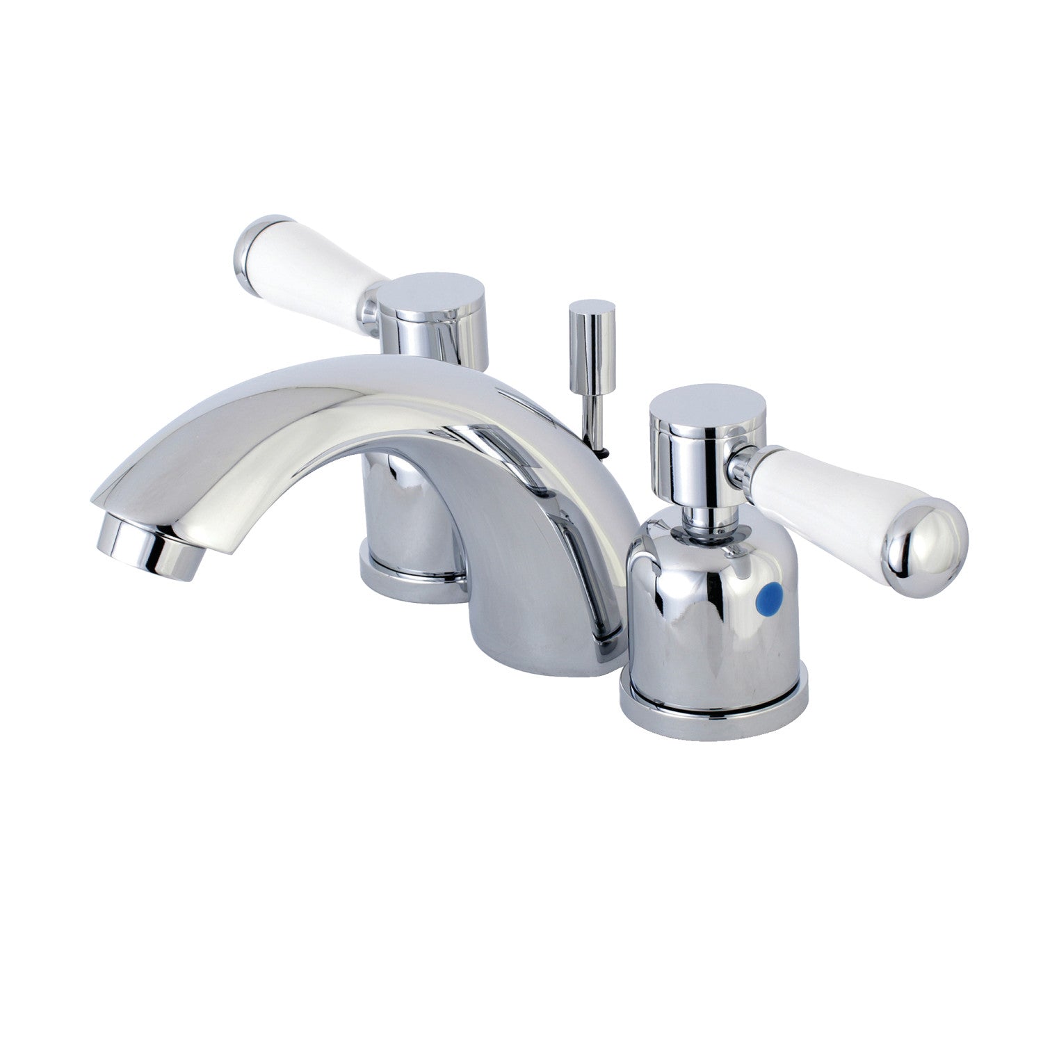 Kingston Tulare KB8951DPL - Paris Two-Handle 3-Hole Deck Mount Mini-Widespread Bathroom Faucet with Pop-Up Drain, Polished Chrome — image 1